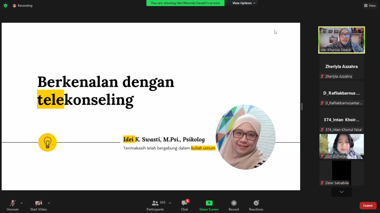 Kuliah Tamu Fakultas Psikologi UMM Mengenalkan Praktik Telekonseling Pada Mahasiswa - Psikologi UMM