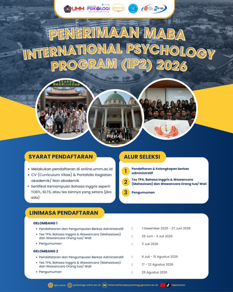Pendaftaran Kelas Internasional Psikologi UMM 2026/2027 Resmi Dibuka